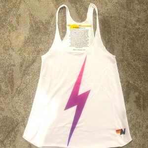 New Aviator Nation Lightning Bolt Pink Fade Tank 
Adult XS